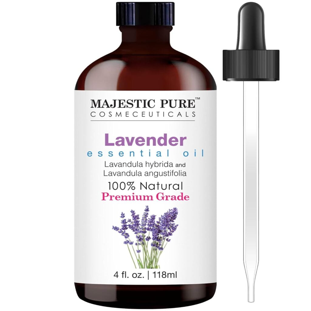 MAJESTIC PURE Lavender Essential Oil | 100% Pure and Natural Lavender Oil | Premium Grade Essential Oils for Hair Care, Home Diffusers, Skin, Aromatherapy, Massage and Humidifiers | 4 fl oz